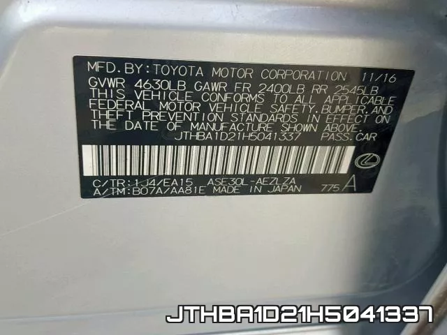 JTHBA1D21H5041337 фото 2