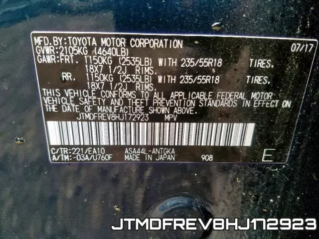 JTMDFREV8HJ172923 фото 2