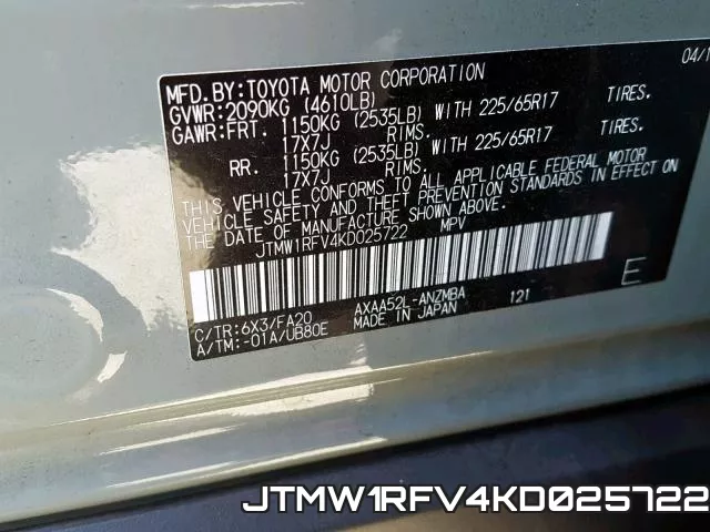JTMW1RFV4KD025722 фото 2
