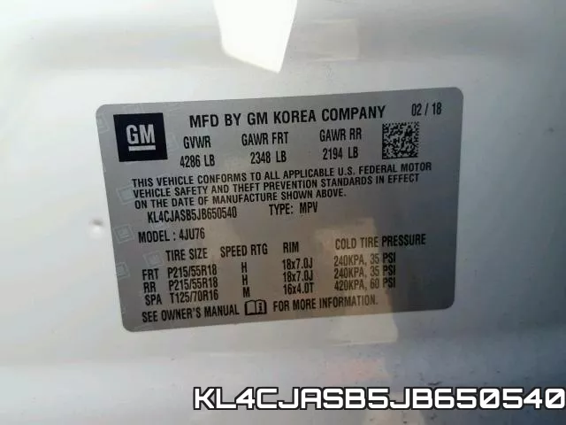 KL4CJASB5JB650540 фото 2