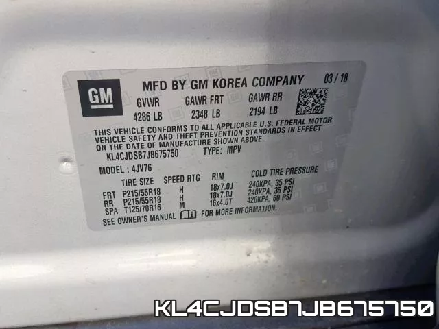 KL4CJDSB7JB675750 фото 2