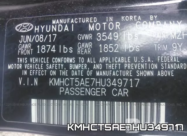 KMHCT5AE7HU349717 фото 8