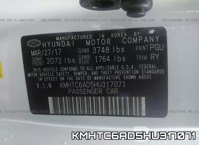 KMHTC6AD5HU317071 фото 9