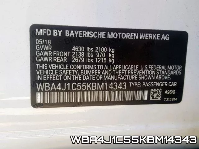 WBA4J1C55KBM14343 фото 2