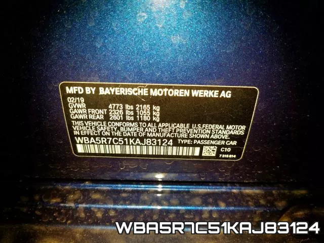 WBA5R7C51KAJ83124 фото 2