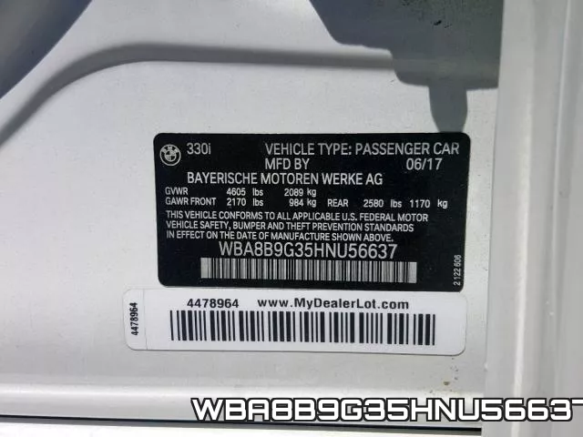 WBA8B9G35HNU56637 фото 2