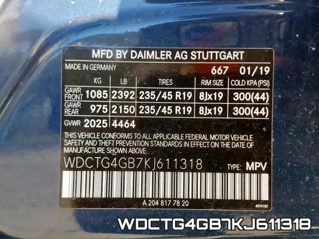 WDCTG4GB7KJ611318 фото 2