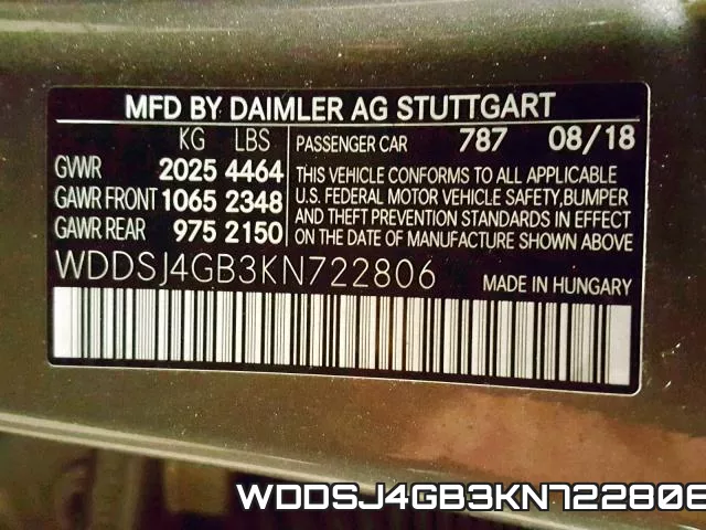 WDDSJ4GB3KN722806 фото 2