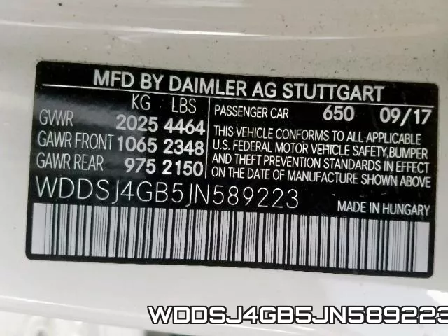 WDDSJ4GB5JN589223 фото 2