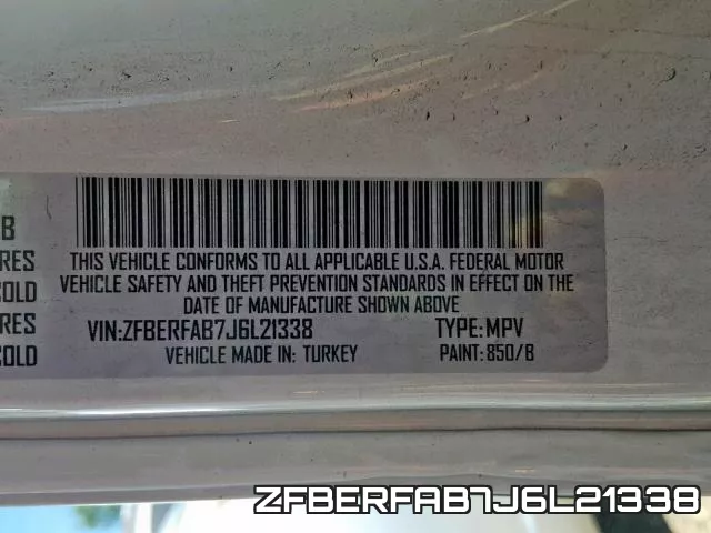 ZFBERFAB7J6L21338 фото 2