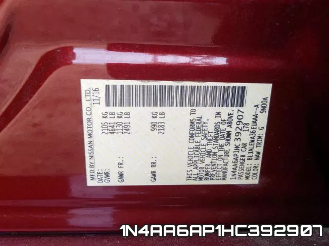 1N4AA6AP1HC392907 фото 2