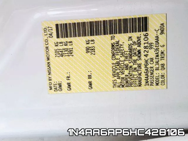 1N4AA6AP6HC428106 фото 2