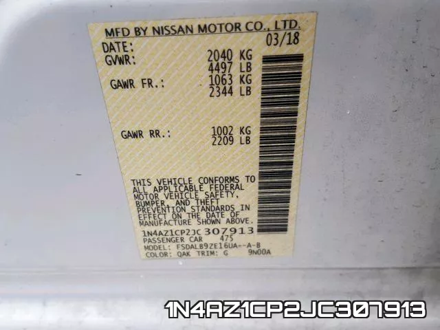1N4AZ1CP2JC307913 фото 2