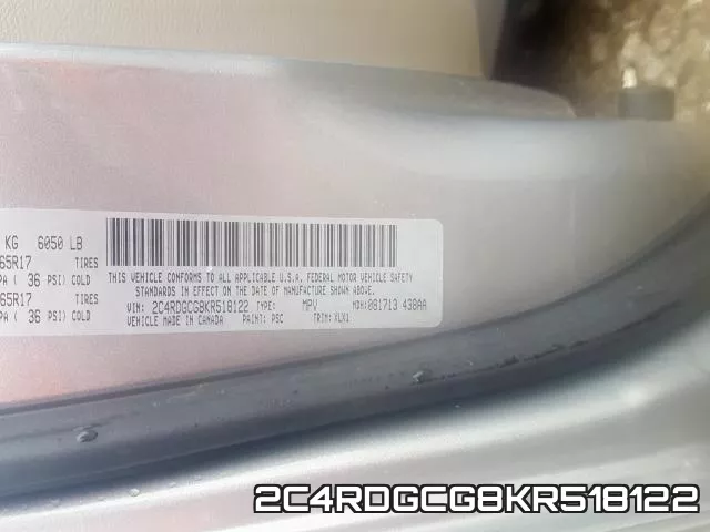 2C4RDGCG8KR518122 фото 2