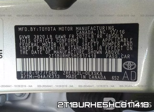 2T1BURHE5HC817418 фото 10