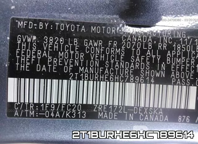 2T1BURHE6HC789614 фото 9