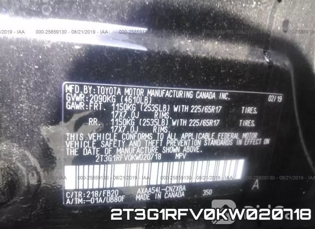 2T3G1RFV0KW020718 фото 10