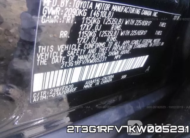 2T3G1RFV7KW005231 фото 10
