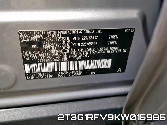 2T3G1RFV9KW015985 фото 2