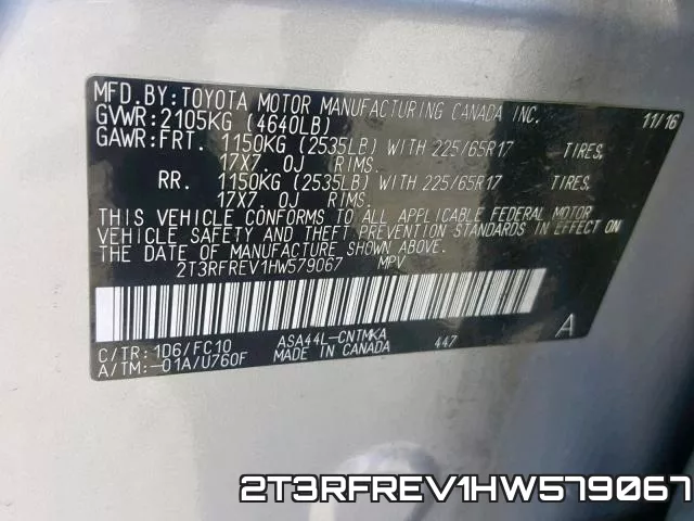 2T3RFREV1HW579067 фото 2