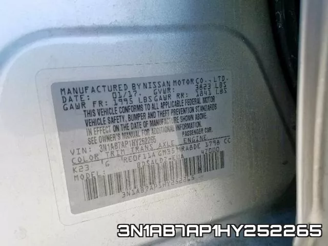 3N1AB7AP1HY252265 фото 2