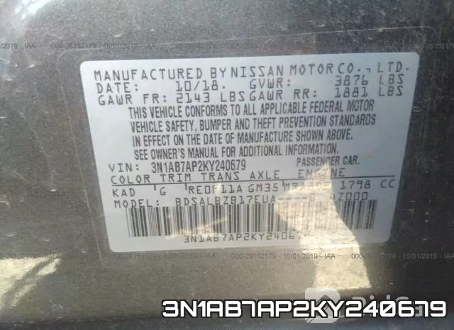 3N1AB7AP2KY240679 фото 10