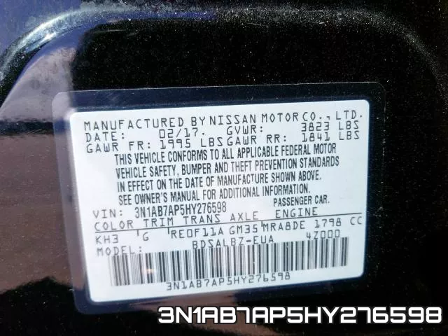 3N1AB7AP5HY276598 фото 2