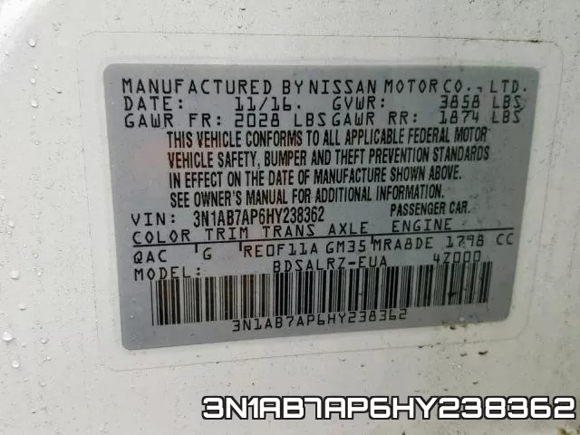 3N1AB7AP6HY238362 фото 2