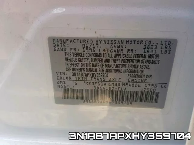 3N1AB7APXHY359704 фото 2