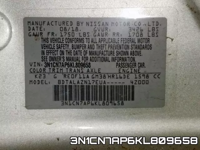 3N1CN7AP6KL809658 фото 2