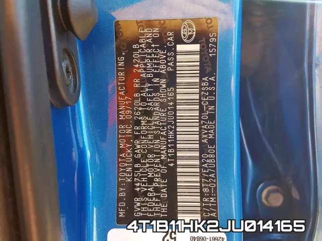 4T1B11HK2JU014165 фото 2