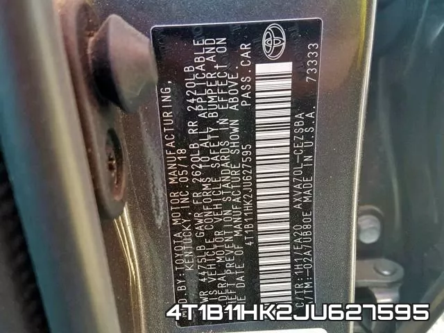 4T1B11HK2JU627595 фото 2