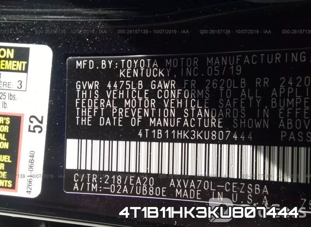 4T1B11HK3KU807444 фото 10