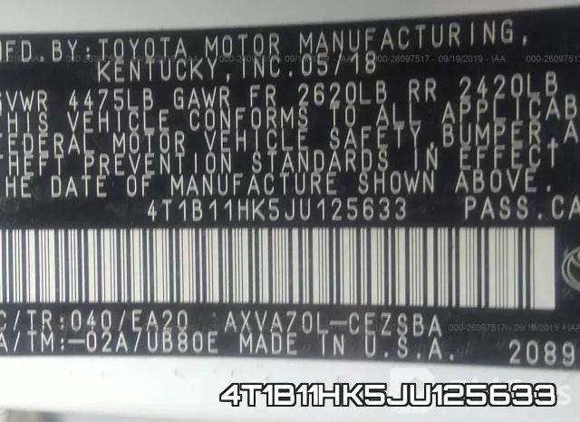 4T1B11HK5JU125633 фото 10