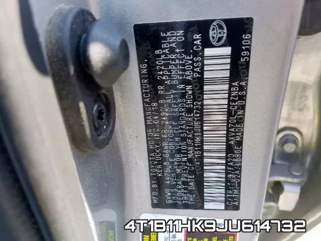 4T1B11HK9JU614732 фото 2
