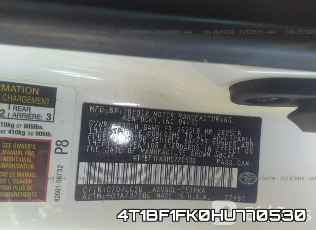 4T1BF1FK0HU770530 фото 10