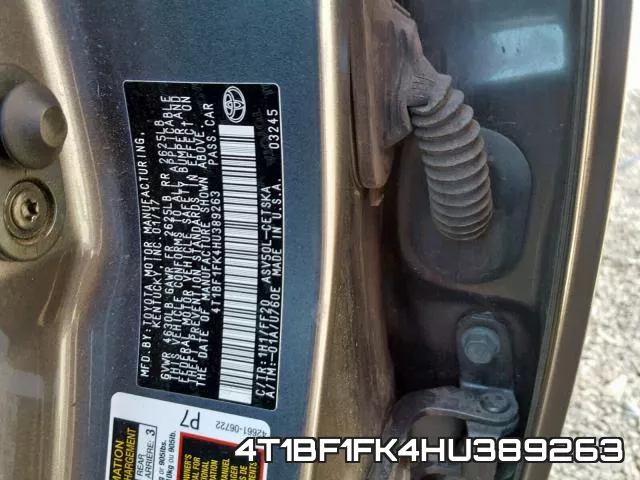 4T1BF1FK4HU389263 фото 2