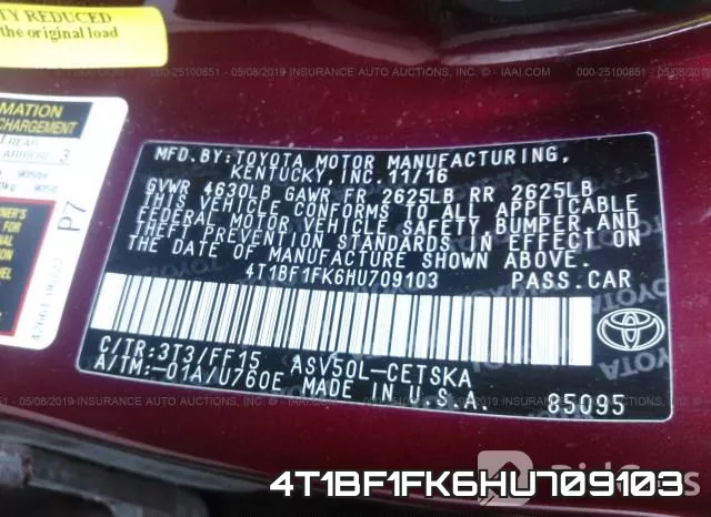 4T1BF1FK6HU709103 фото 10