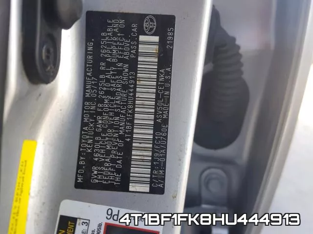 4T1BF1FK8HU444913 фото 2