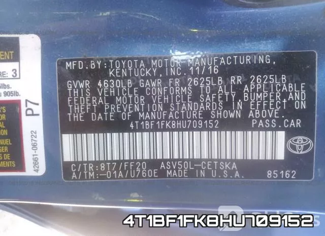 4T1BF1FK8HU709152 фото 10