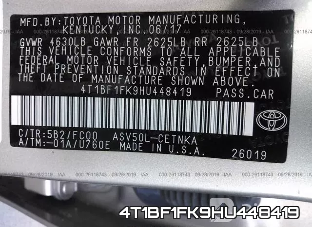 4T1BF1FK9HU448419 фото 10
