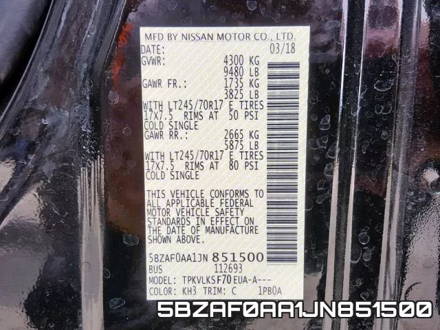 5BZAF0AA1JN851500 фото 2