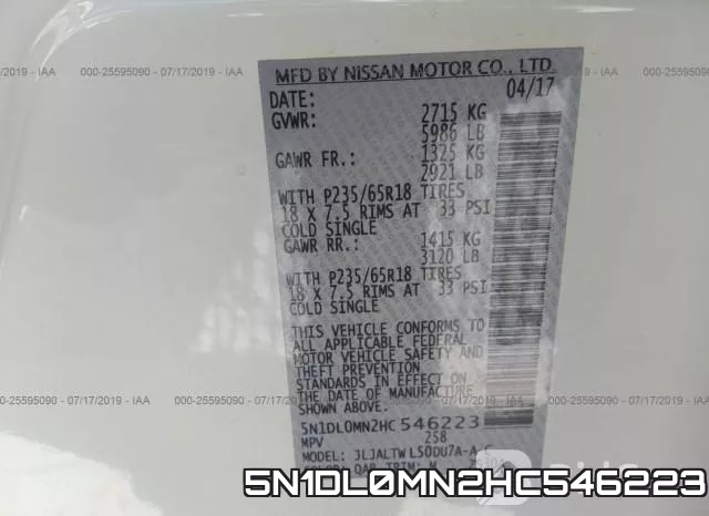 5N1DL0MN2HC546223 фото 10
