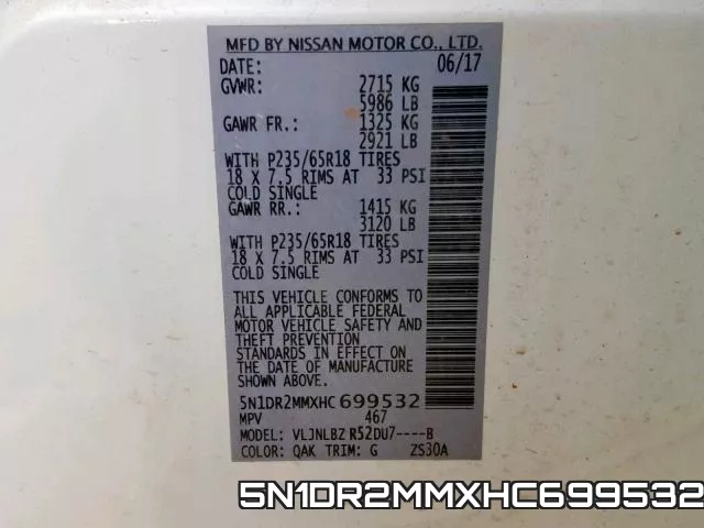 5N1DR2MMXHC699532 фото 2