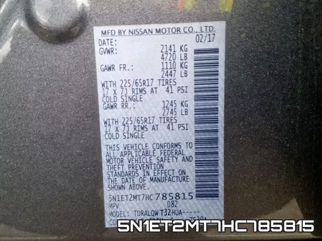 5N1ET2MT7HC785815 фото 2
