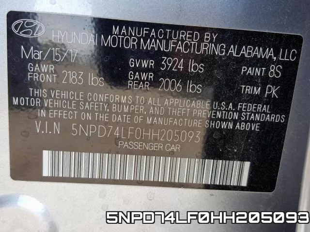 5NPD74LF0HH205093 фото 2