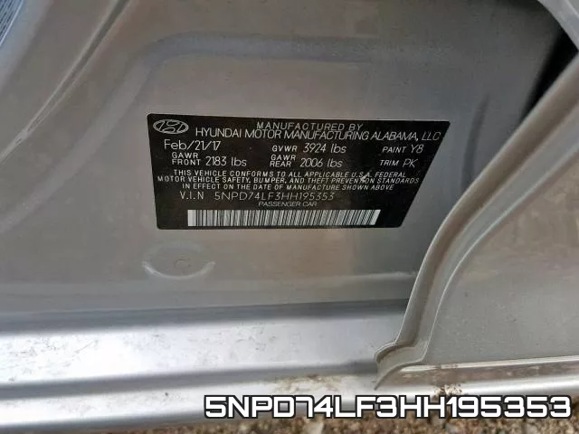 5NPD74LF3HH195353 фото 2