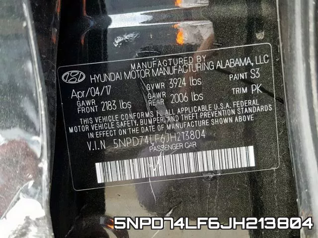 5NPD74LF6JH213804 фото 2