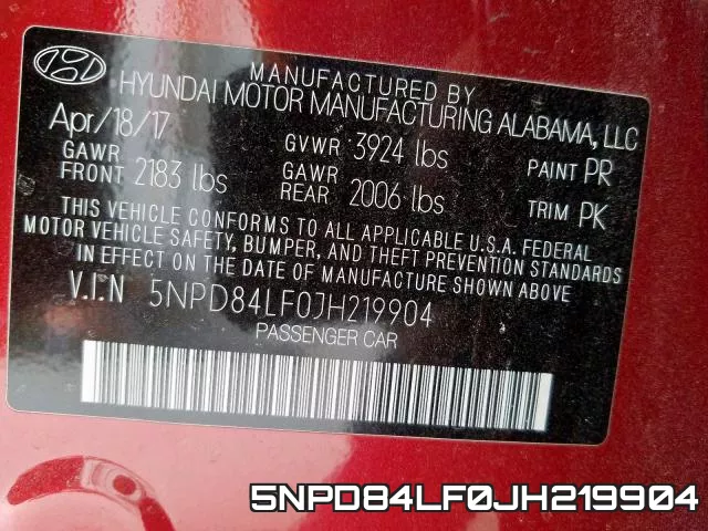 5NPD84LF0JH219904 фото 2
