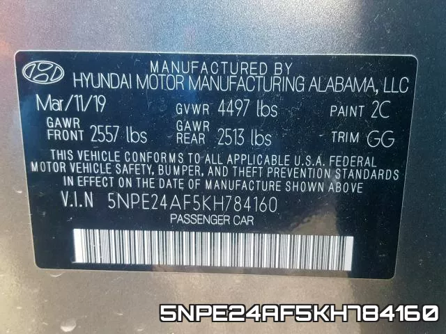 5NPE24AF5KH784160 фото 2